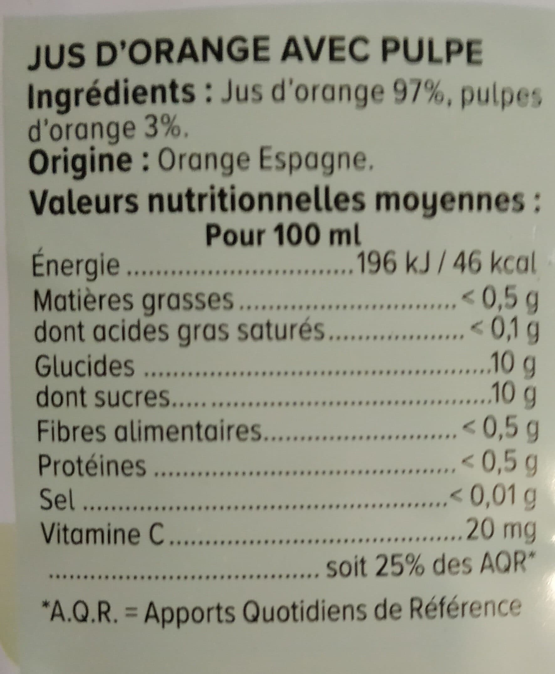 U Pur jus d'orange avec pulpe, bouteille 1,5L packshot