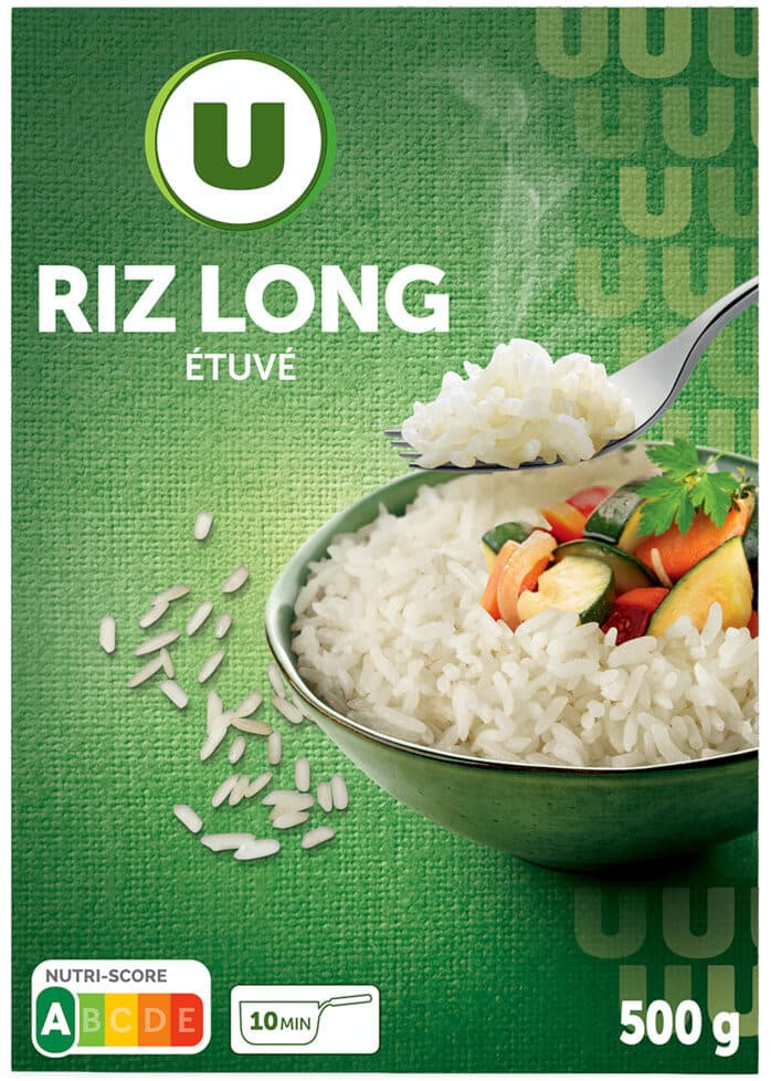 U Riz long étuvé 10 minutes vrac étui de 500g packshot