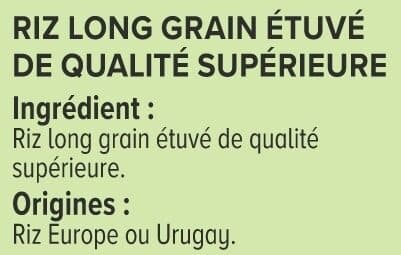 U Riz long étuvé 10 minutes vrac étui de 500g packshot