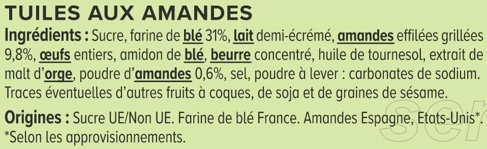 U Tuiles aux Amandes 100g packshot