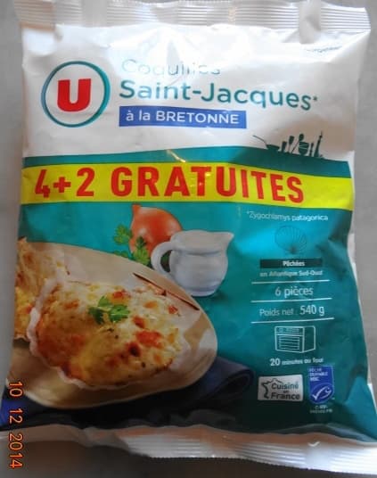 U Coquilles Saint-Jacques* à la Bretonne (4 + 2 Gratuites), Surgelé packshot