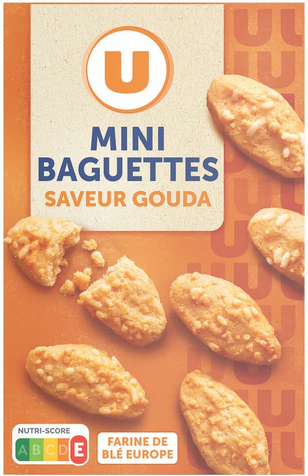 U Biscuits apéritifs Crackers salés saveur gouda 85g packshot