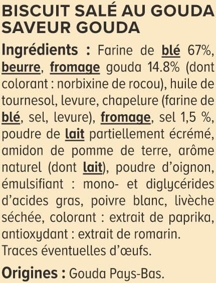 U Biscuits apéritifs Crackers salés saveur gouda 85g packshot