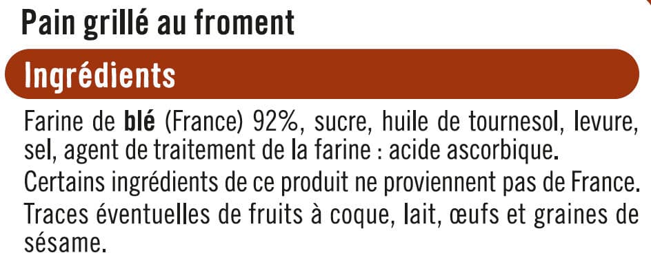 U Pain grillé packshot