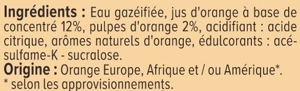 U Boisson gazéifiée au jus d'orange pulpé à base de concentré avec édulcorant 1,5L packshot