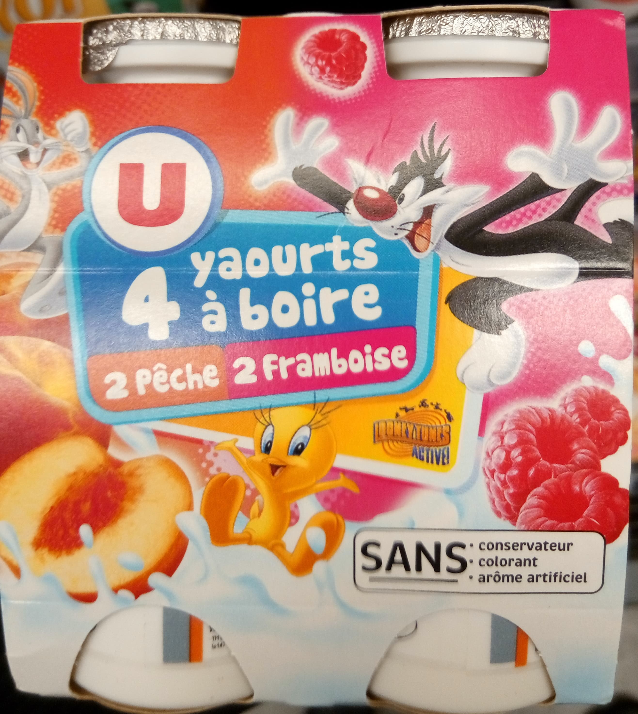 U 4 yaourts à boire, 2 pêche 2 framboises packshot