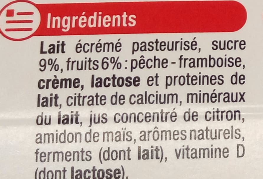 U 4 yaourts à boire, 2 pêche 2 framboises packshot