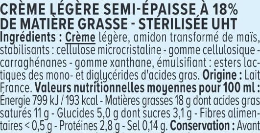 U Crème semi-épaisse UHT 18%MG packshot