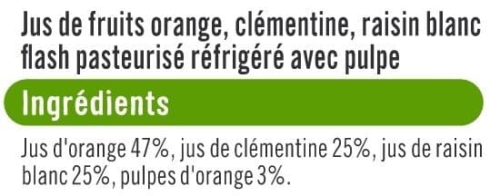 U Pur jus réfrigéré orange, clémentine et raisin blanc 1L packshot