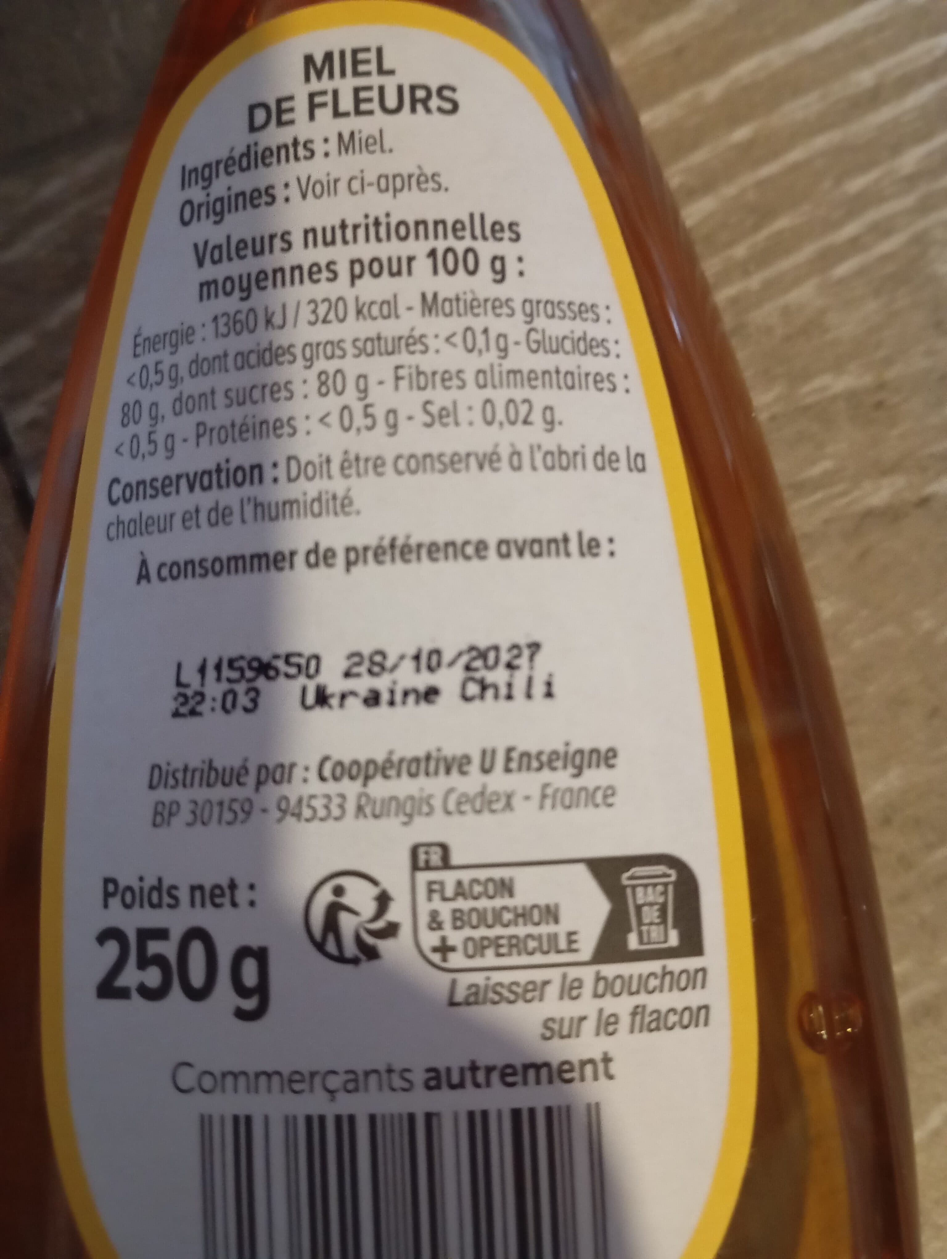 U Miel de fleurs doseur de 250g packshot