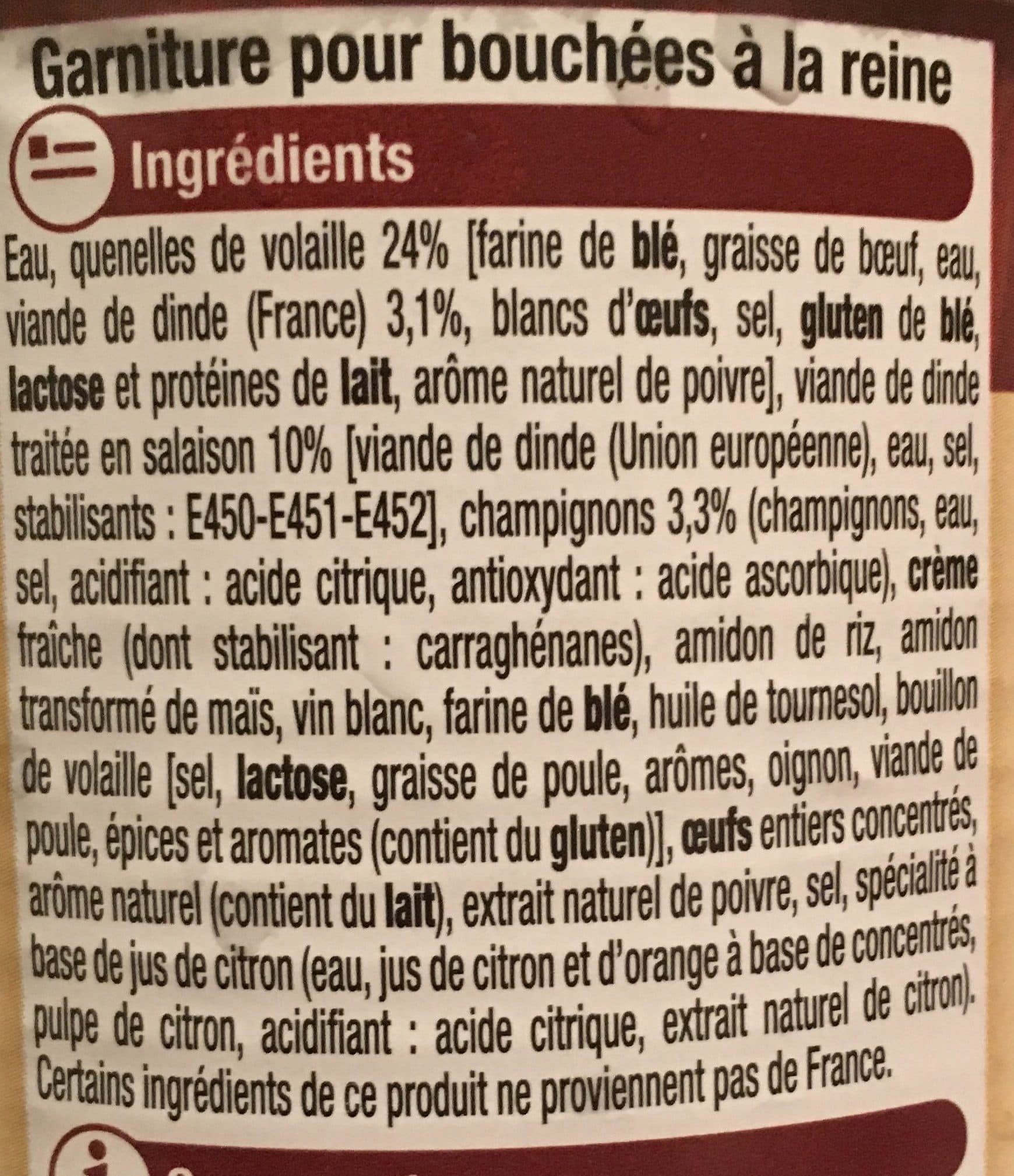 U Garniture Pour Bouchées à La Reine U, packshot