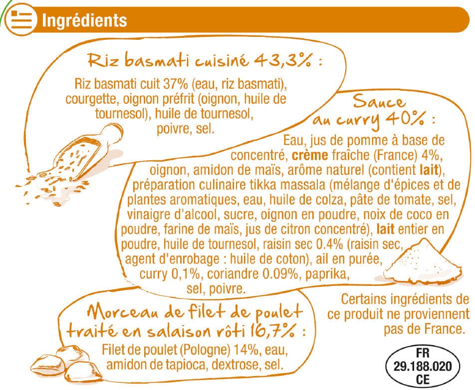 U Poulet au curry et riz basmati packshot