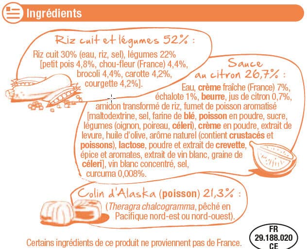 U Colin d'Alaska riz et petits légumes packshot