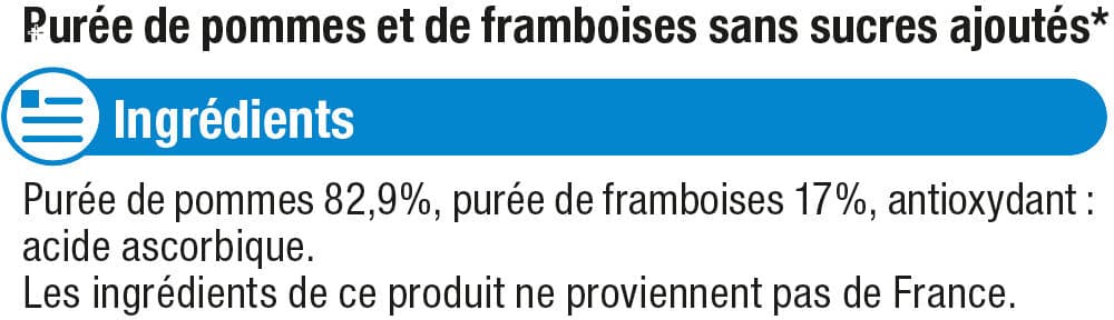 U Purée de fruits parfum pommes et framboise sans sucres ajoutés 4x100g packshot