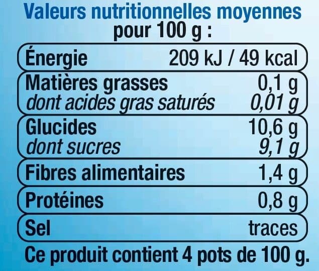 U Dessert fruitier coupelle purée de pêches sans sucres ajoutés - 4 potsde 100g, 400g packshot