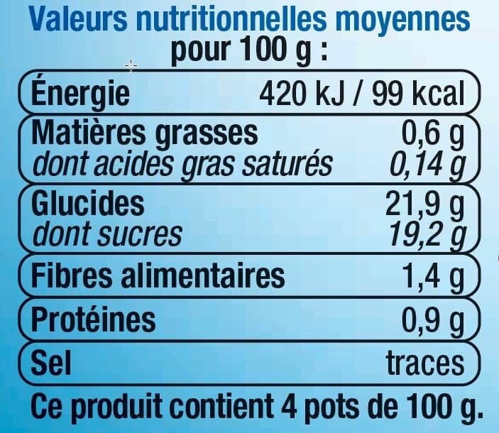 U Dessert fruitier coupelle pommes et pruneaux sans sucres ajoutés 4x100g packshot