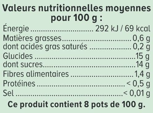 U Coupelle allégée dessert de fruits pomme nature 8 pots de 100g, 800g packshot
