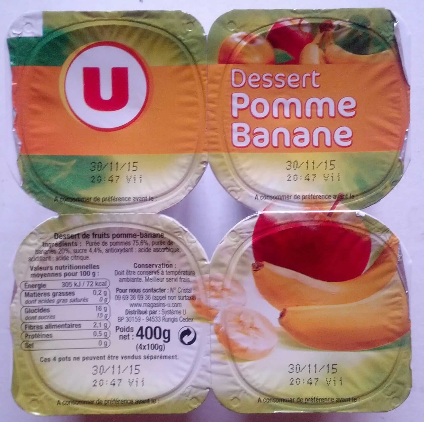 U Dessert Pomme Banane packshot