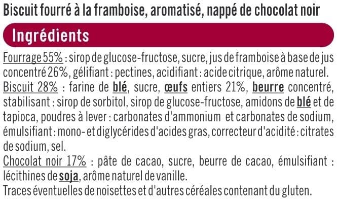 U Génoises nappées chocolat noir fourrées framboise packshot