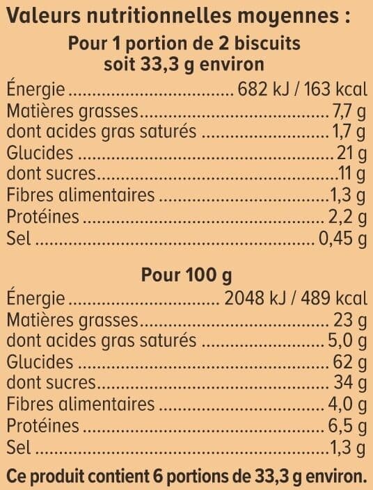 U Cookies à la nougatine et pépites de chocolat étui de 200g packshot