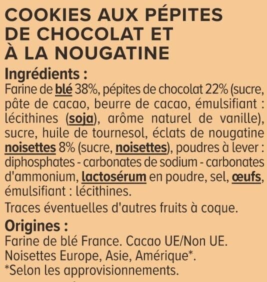 U Cookies à la nougatine et pépites de chocolat étui de 200g packshot