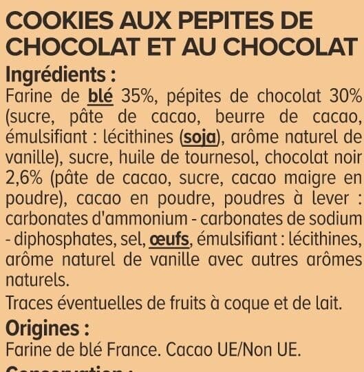 U Cookies au chocolat et pépites de chocolat 200g packshot