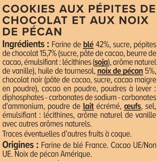 U Cookies noix de pécan et pépites de chocolat paquet de 200g packshot
