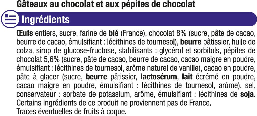 U Mini brownies pépites chocolat packshot