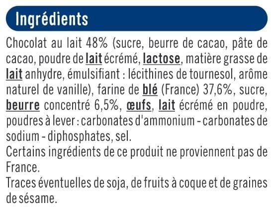 U Tablette petit beurre au chocolat au lait 250g packshot