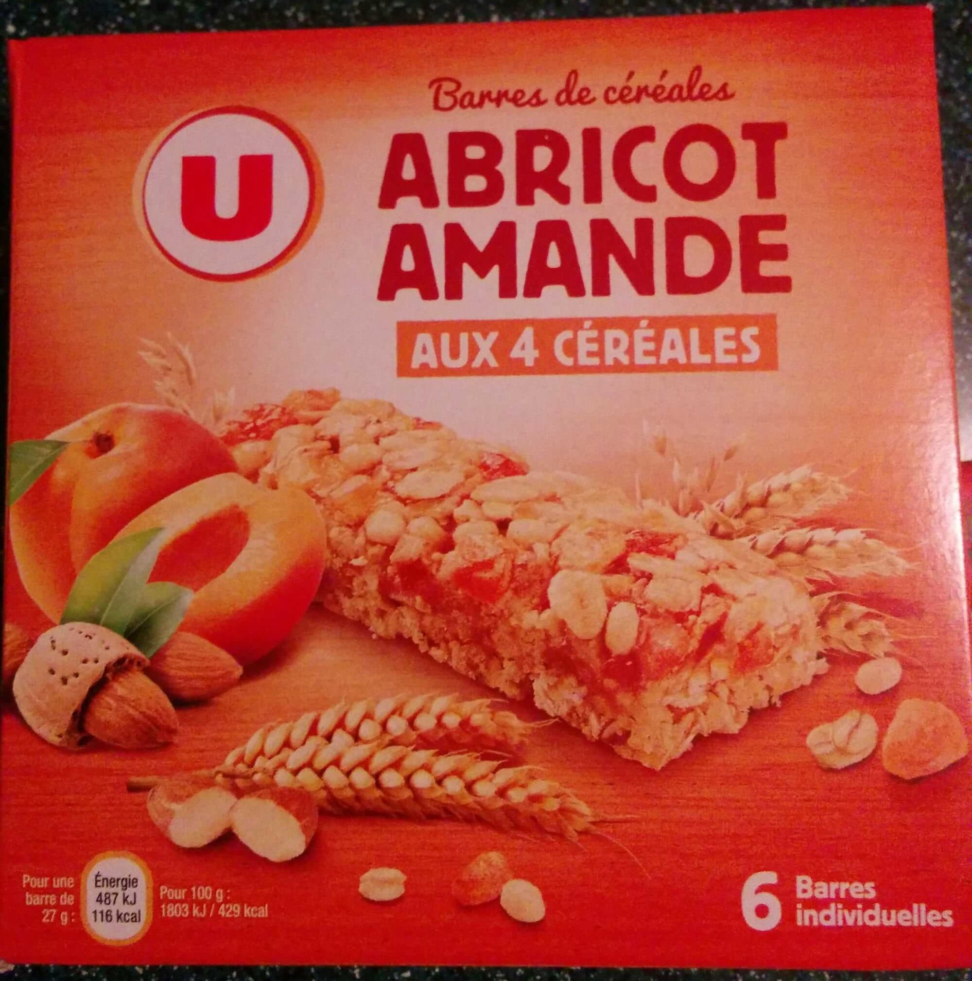 U Barre de céréales abricot amande aux 4 céréales packshot