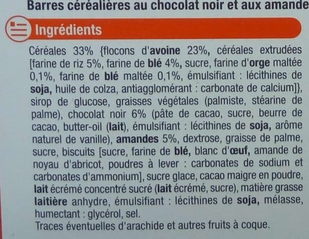 U Barres Chocolat Amande aux 4 céréales packshot