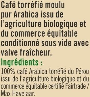 U Café moulu du Pérou Max Havelaar packshot