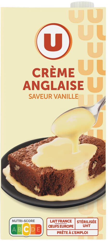 U Crème anglaise saveur vanille, brique 1L packshot