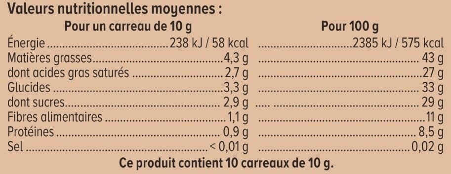 Super U Chocolat noir 72 % de cacao packshot