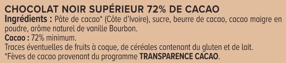 Super U Chocolat noir 72 % de cacao packshot