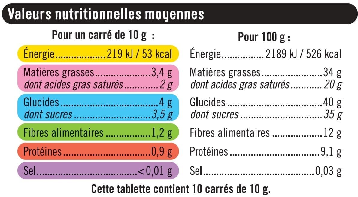 U Chocolat noir dégustation 72% d'écorces d'orange Tablette de 100g packshot