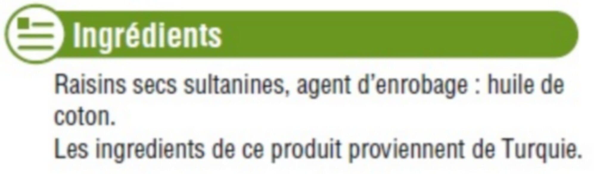 U Raisin sec Sultanine, calibre 235/265, barquette sécable 2x125g packshot