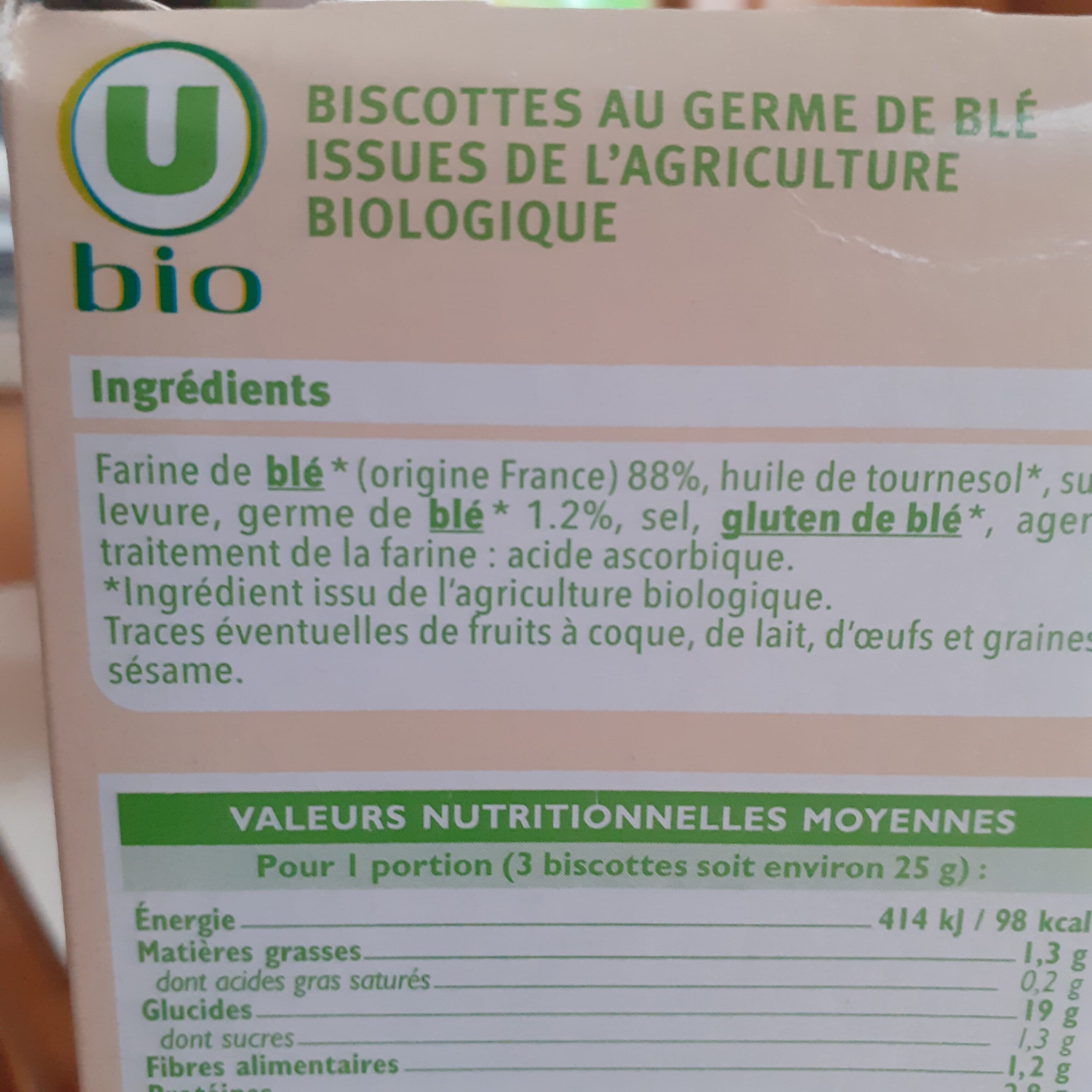 U Biscottes au froment germe de blé 300g packshot