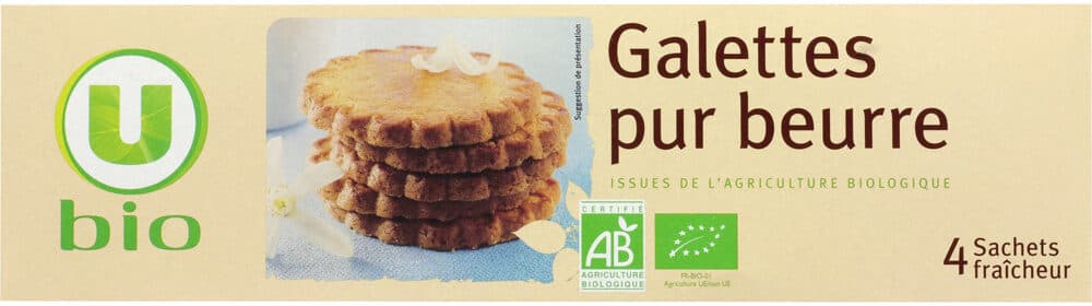 U Biscuits Galettes pur beurre bio , 125g packshot