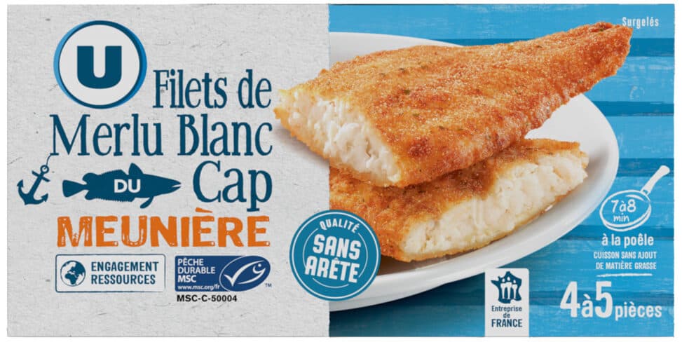 U Filets de merlu blanc meunière MSC étui de 450g packshot