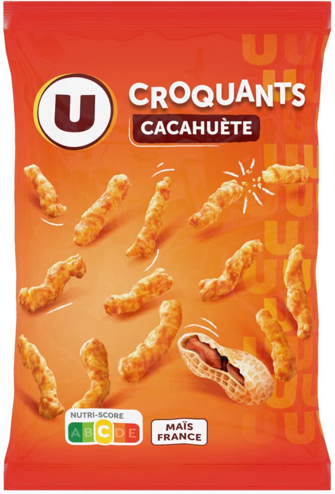 U Biscuits apéritifs Croquant goût cacahuète 90g packshot