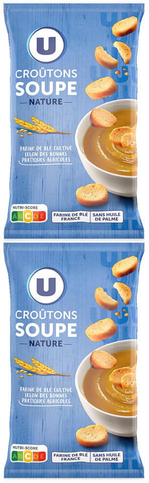 U Croûtons ronds frits pour soupe nature 2x90g - 180g packshot
