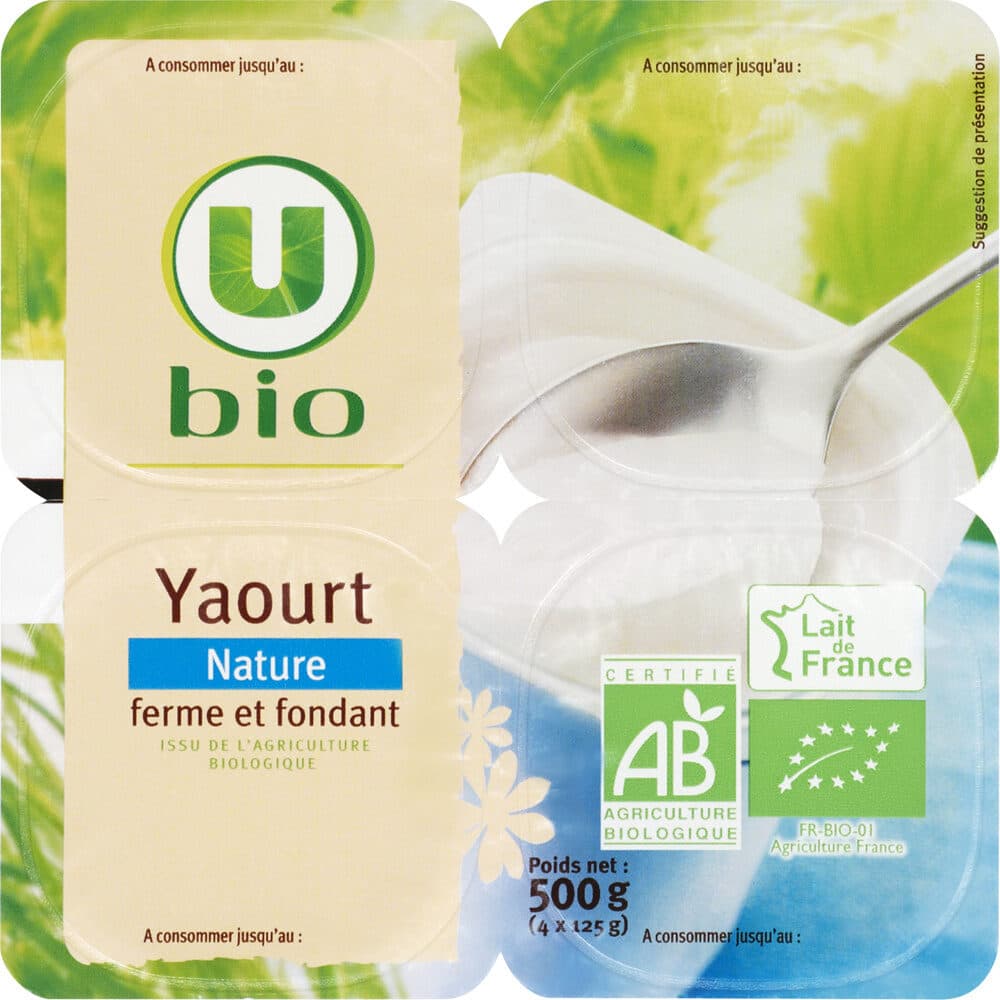 U Bio Yaourt nature 4x125g packshot