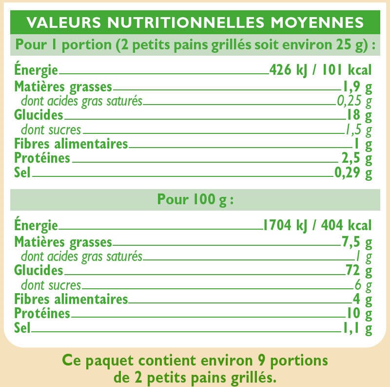 U Petits pains grillés au froment - 225g packshot
