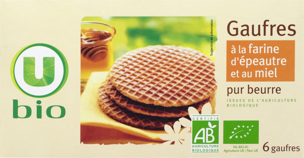 U Gaufre au miel et à la farine d'épeautre bio boîte de 175g packshot