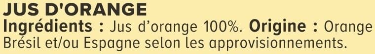 U Pur jus d'orange sans pulpe brique 4X1 litre packshot