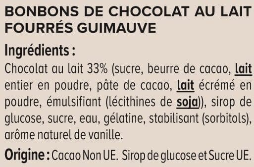 U Bonbons Confiserie oursons en guimauve au chocolat au lait sachet de 200g packshot