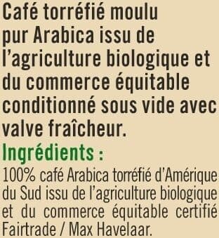 U Café moulu Amérique du Sud Max Havelaar packshot