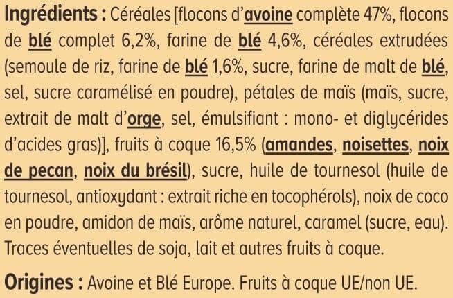 U Céréales Muesli croustillant aux 4 noix paquet de 500g packshot