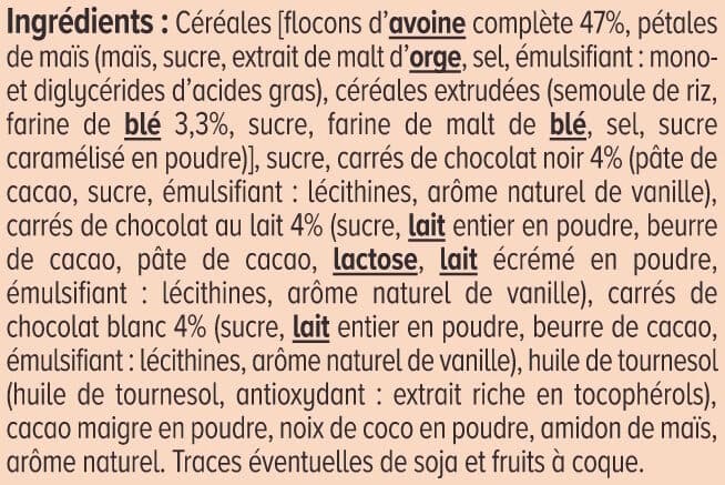 U Muesli croustillant 3 chocolats packshot